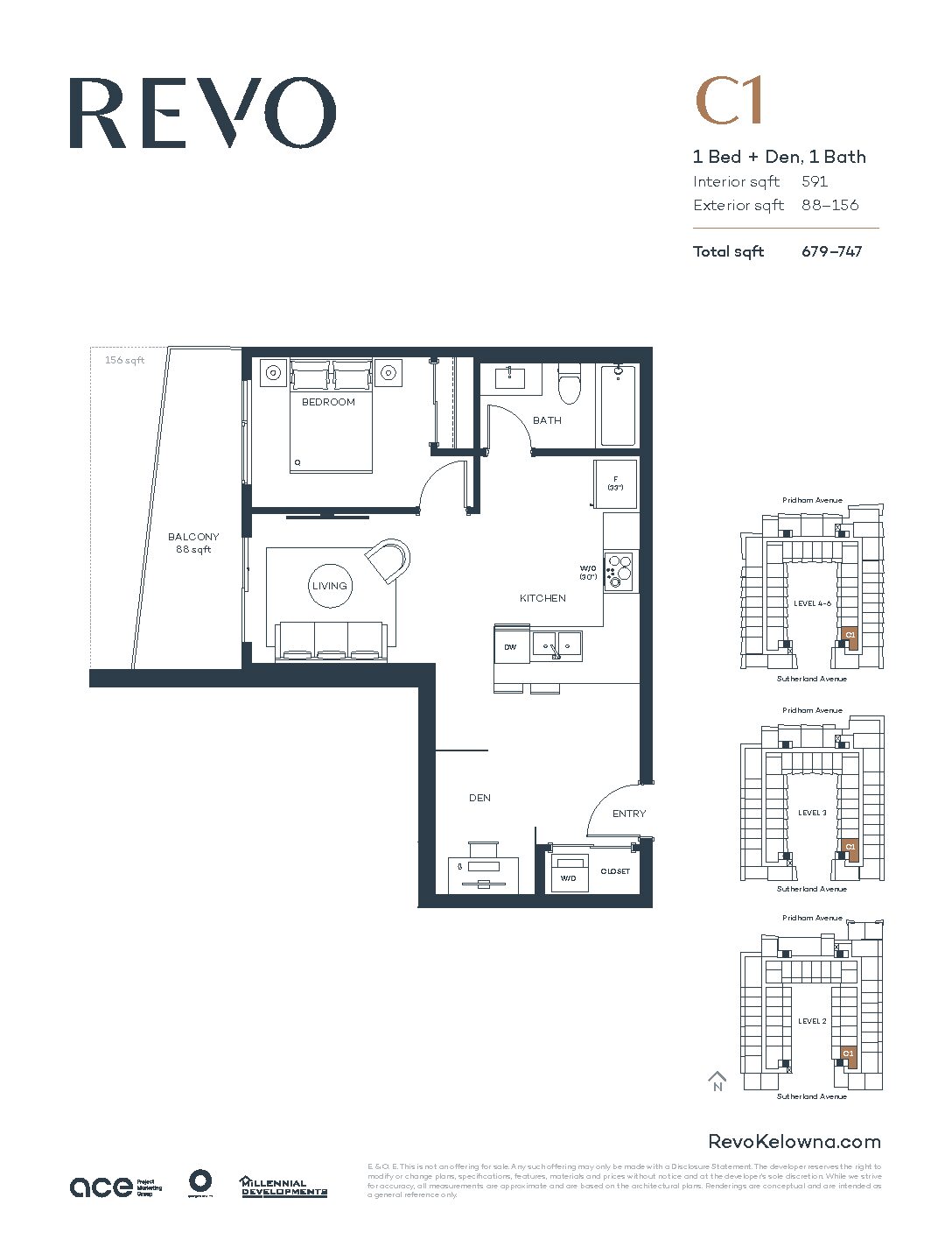1 bed den